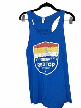 Bella + Canvas Red Top Brewhouse Graphic Racerback Tank Top Blue Women's Size L